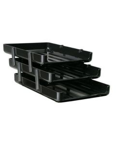 Bandeja plastica porta-papeles A4 3 pisos Negra