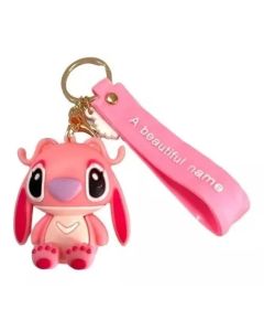 Llavero de goma stitch rosa