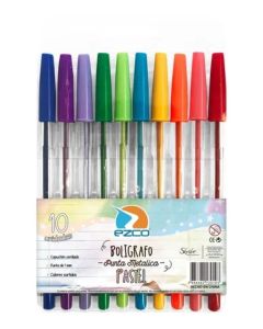 10 Boligrafos con gel colores pastel