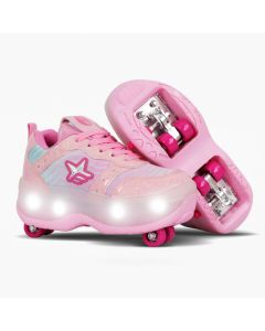 Zapatilla Cool Rosa con luces y rueditas "Varios Talles"