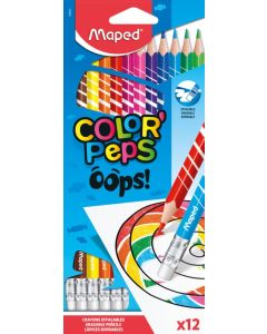 Lapices de Colores 'Oops' con Goma Color Peps x 12 unidades