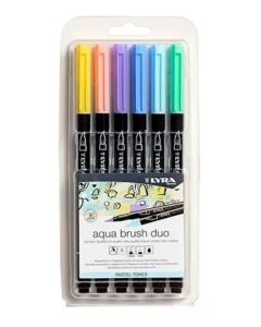 Marcador punta pincel Aqua Brush duo x6 pastel
