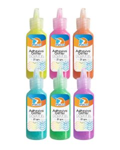 Adhesivo glitter 21 gr. colores pastel 'Varios colores'