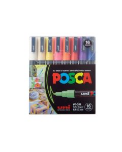 Marcador posca x16 pc-3m 1.3mm colores surtidos