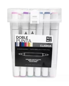Set de marcadores doble punta x36 colores LINEA CLASICA