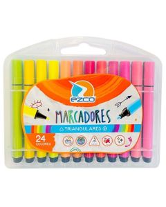 Marcadores color x24 unidades Triangular en Valija