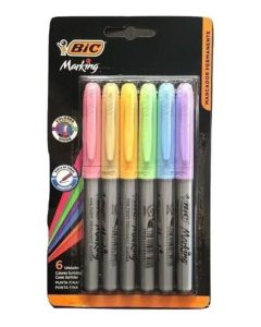 6 Marcadores Marking Permanentes colores pastel