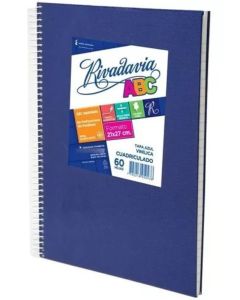 Cuaderno nº3 Espiralado ABC 60 Hojas Cuadriculadas Azul