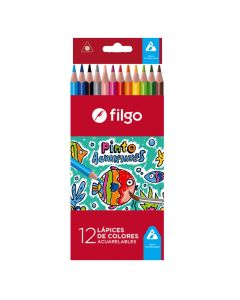 Lapices de colores acuarelables largos x12 unidades