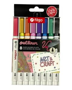 Marcador filgo outliner x8 doble tinta con borde de colo