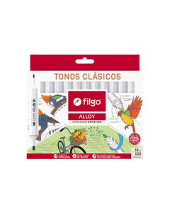 Marcador artistico ALLOY doble punta TONOS CLASICOS