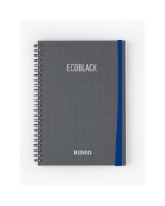 Cuaderno A4 espiralado 120 hojas rayadas ecoblack con elastico