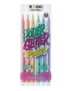 Marcador Poder Glitter Pastel x6 unid.