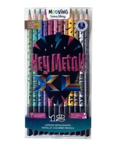Lapices de colores metalizado largos x12 unidades HEY METAL
