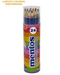 Lapices de colores Mentos con aroma x24 unidades