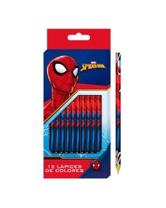 Lapices de colores spiderman x12 unidades