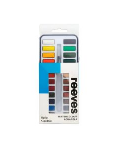 Acuarelas Pastillas Reeves Lata X24 Colores + Pincel De Agua