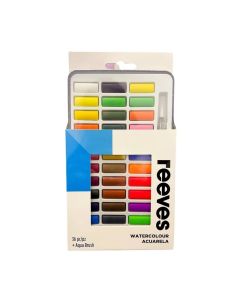 Acuarelas Pastillas Reeves Lata x36Colores + Pincel De Agua