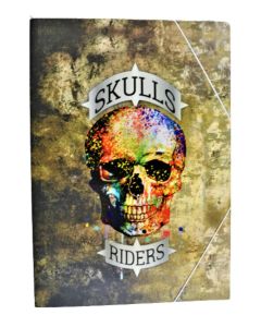 Carpeta 3 Solapas+Elastico Oficio Carton Plastificado Skulls Riders